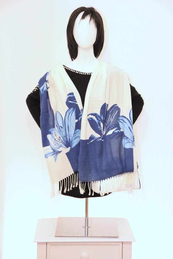 LUXUS XXL Schal Tuch Halstuch Stola Überwurf groß Blumen Blüten Print Muster